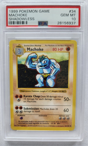 1999 Pokemon Trading Card Game Machoke Base Set Shadowless PSA 10