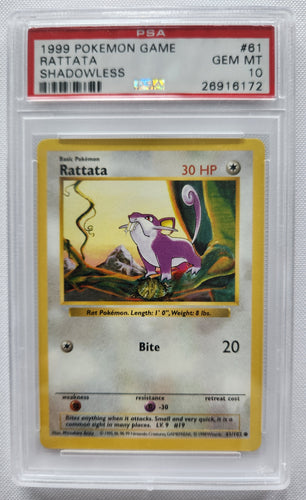 1999 Pokemon Trading Card Game Rattata Base Set Shadowless PSA 10