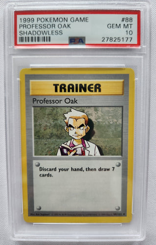 1999 Pokemon Trading Card Game Professor Oak Trainer Base Set Shadowless PSA 10