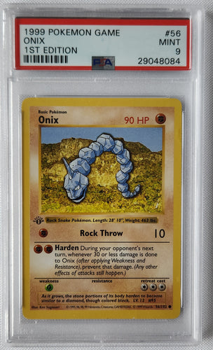 1999 Pokemon Trading Card Game Onix 1st Edition Base Set PSA 9