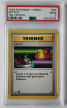 1999 Pokemon Trading Card Game Switch Trainer 1st Edition Base Set PSA 9