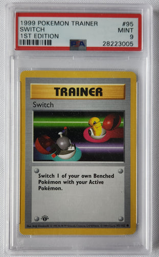 1999 Pokemon Trading Card Game Switch Trainer 1st Edition Base Set PSA 9