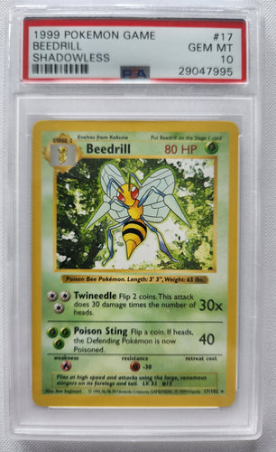 1999 Pokemon Trading Card Game Beedrill Base Set Shadowless PSA 10